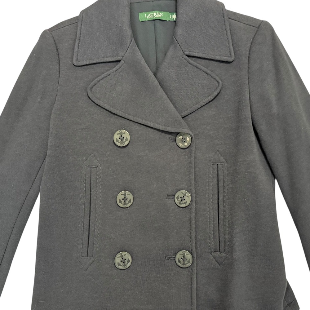 Lauren Ralph Lauren Navy Knit Nautical Jacket Anchor Button Double Breasted Sz S - Picture 2 of 14
